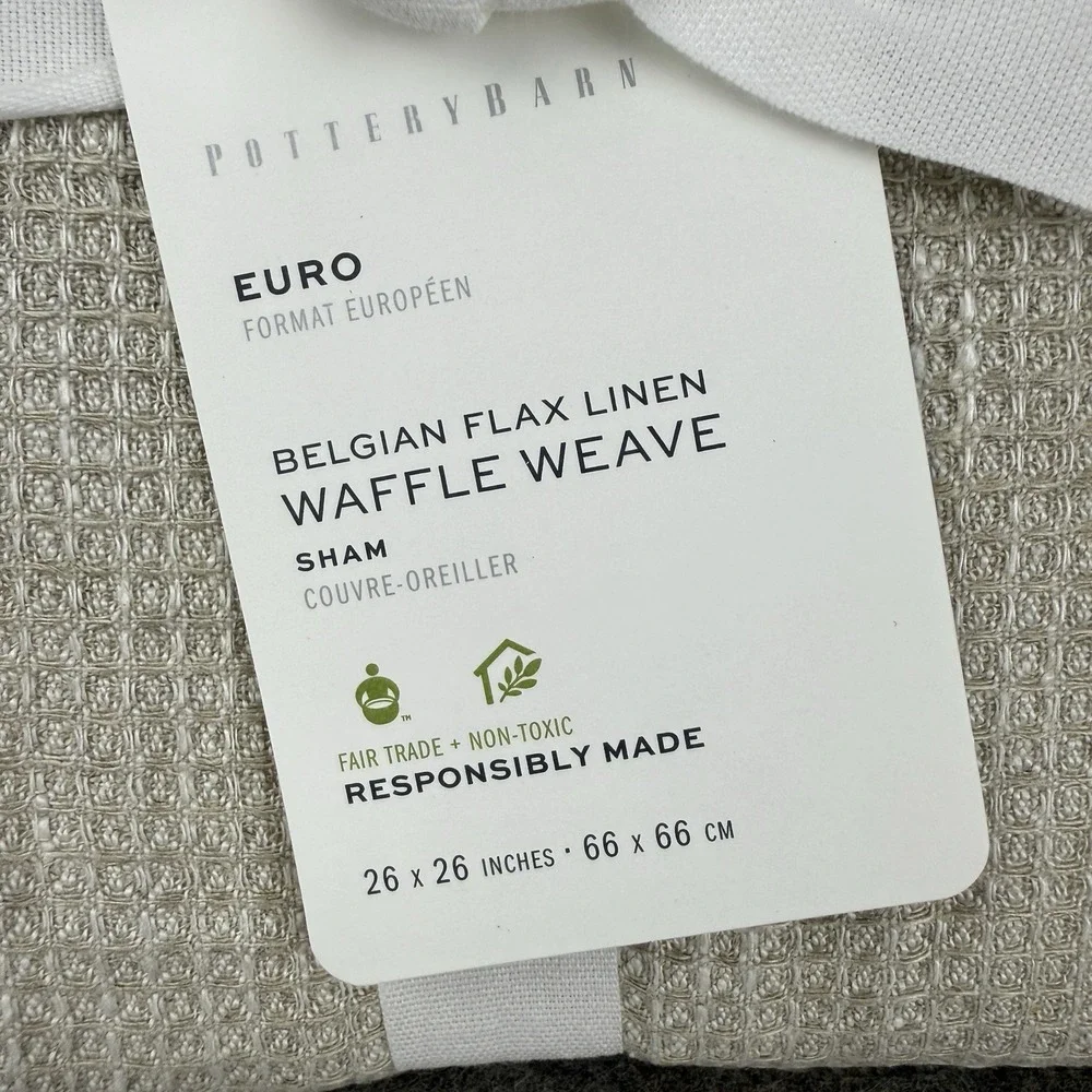 Pottery Barn EURO Belgian‎ Flax Linen Waffle Weave Sham 26
